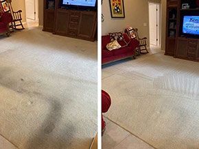 Before and after carpet cleaning